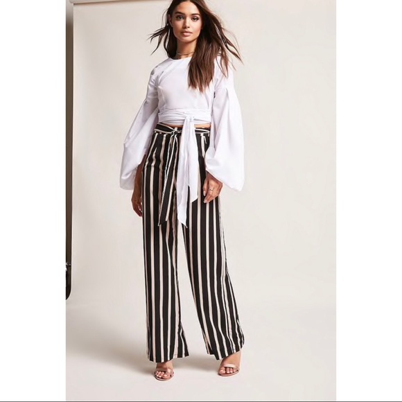 Forever 21 Striped wide-leg Pant with Tie - Picture 4 of 4